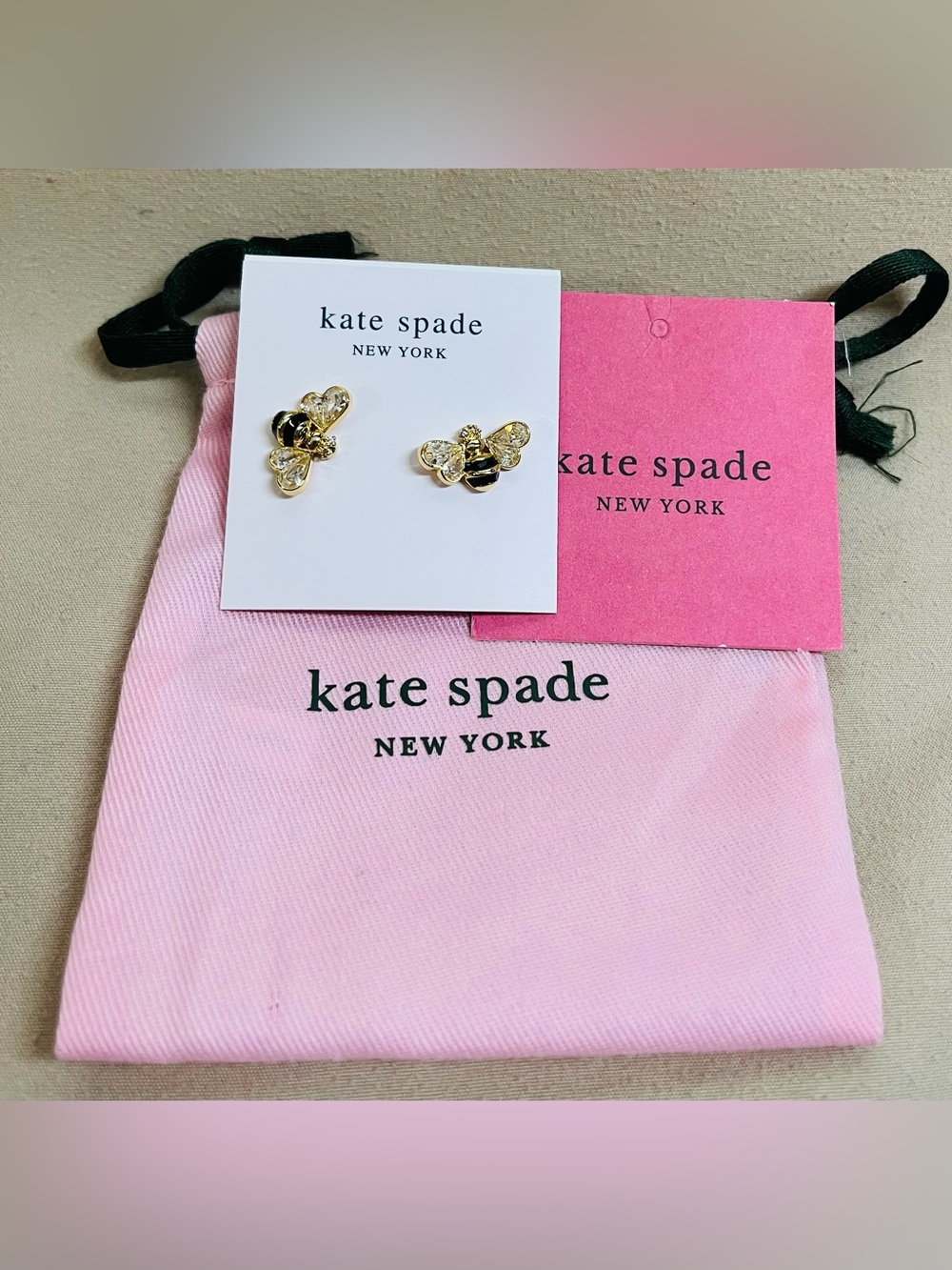 Kate Spade New York Bee Stud Earrings - Gold, Cubic Zirconia & Black Enamel